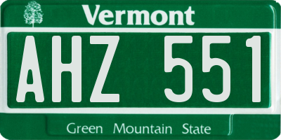 VT license plate AHZ551