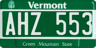 VT license plate AHZ553