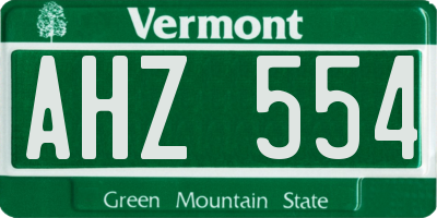 VT license plate AHZ554