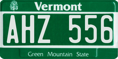 VT license plate AHZ556