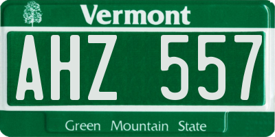 VT license plate AHZ557