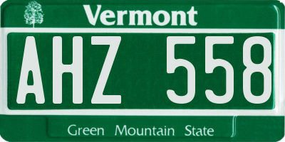 VT license plate AHZ558