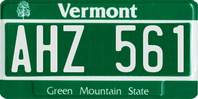 VT license plate AHZ561