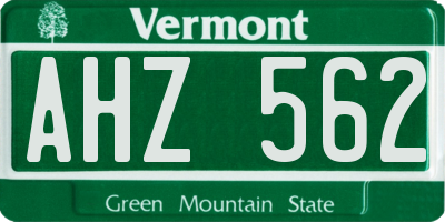 VT license plate AHZ562