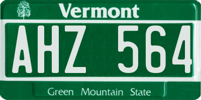 VT license plate AHZ564