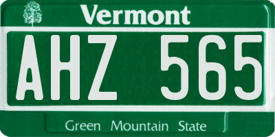 VT license plate AHZ565