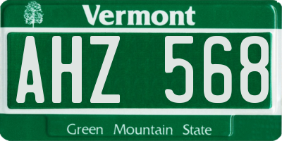 VT license plate AHZ568