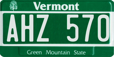 VT license plate AHZ570