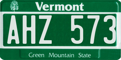 VT license plate AHZ573