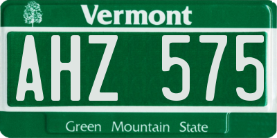 VT license plate AHZ575