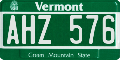 VT license plate AHZ576