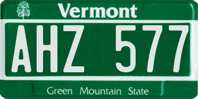 VT license plate AHZ577