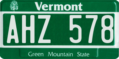 VT license plate AHZ578