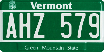 VT license plate AHZ579