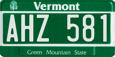 VT license plate AHZ581