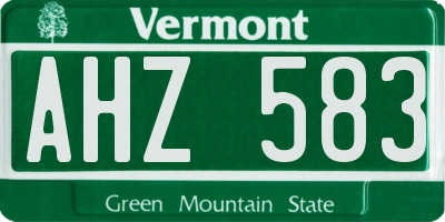 VT license plate AHZ583