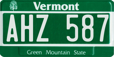 VT license plate AHZ587