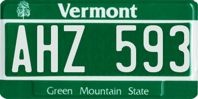 VT license plate AHZ593