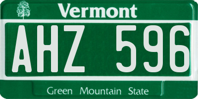 VT license plate AHZ596
