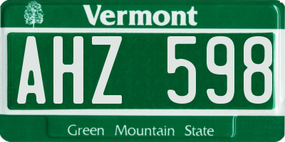 VT license plate AHZ598