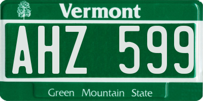 VT license plate AHZ599