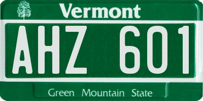 VT license plate AHZ601