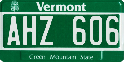 VT license plate AHZ606
