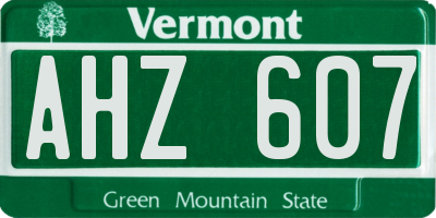 VT license plate AHZ607
