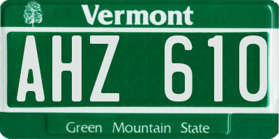VT license plate AHZ610