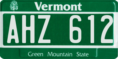VT license plate AHZ612