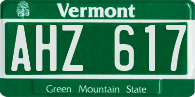 VT license plate AHZ617