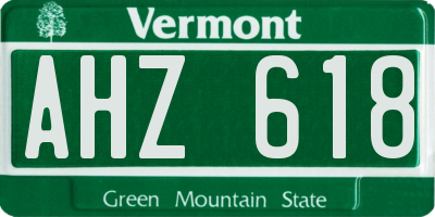 VT license plate AHZ618
