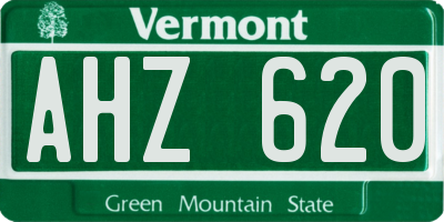 VT license plate AHZ620