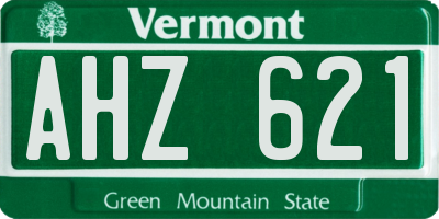 VT license plate AHZ621