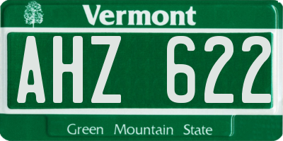 VT license plate AHZ622