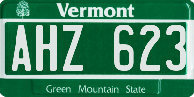 VT license plate AHZ623