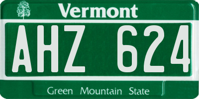 VT license plate AHZ624