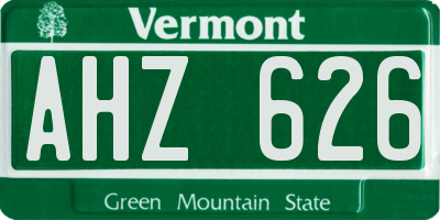 VT license plate AHZ626