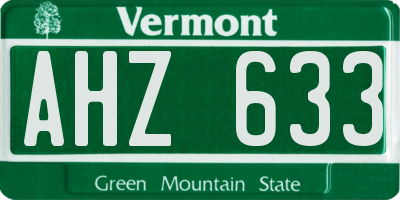VT license plate AHZ633