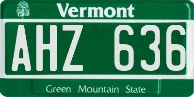 VT license plate AHZ636