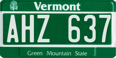 VT license plate AHZ637