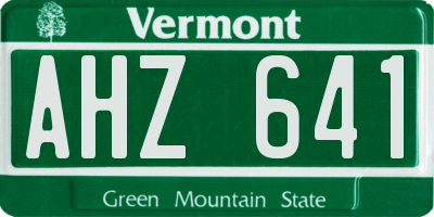 VT license plate AHZ641
