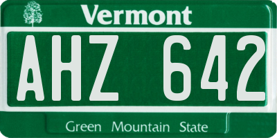 VT license plate AHZ642
