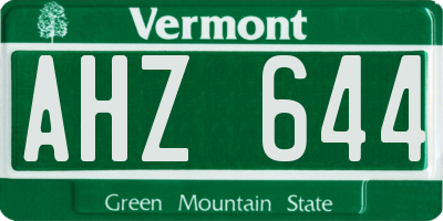 VT license plate AHZ644