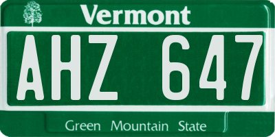 VT license plate AHZ647