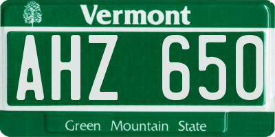 VT license plate AHZ650