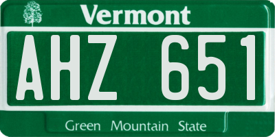 VT license plate AHZ651