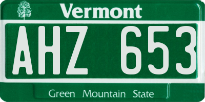 VT license plate AHZ653