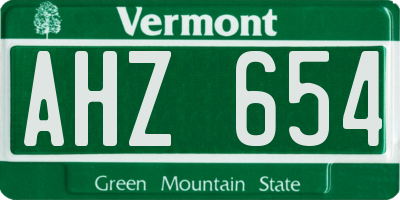 VT license plate AHZ654