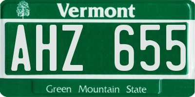 VT license plate AHZ655